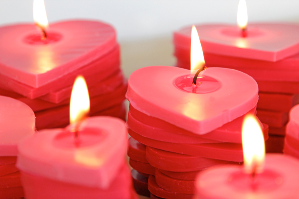 DIY lighted heart shaped candles