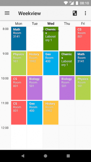 Timetable app screenshot
