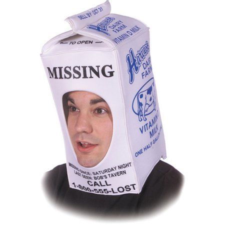 a guy in a milk carton cotume