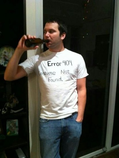 a guy in the error costume