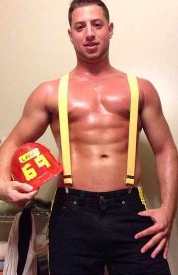 a guy in the fireman costume