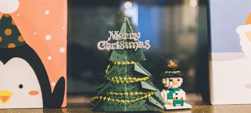 a lego christmas tree and snowman