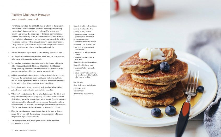 a page from the cookbook with a recipe of pancakes