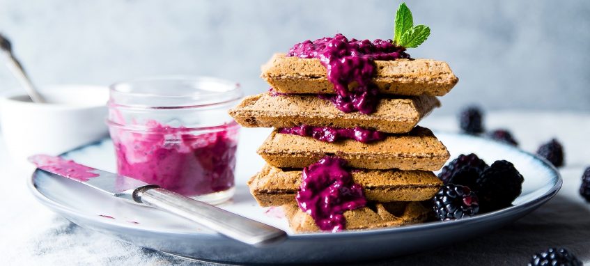 a plate with cookies and jam