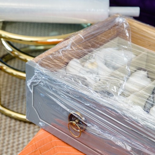 drawer wrapped with plastic wrap