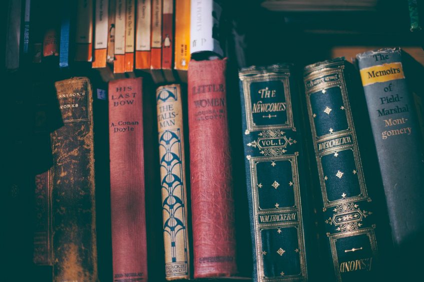 a stack of old books