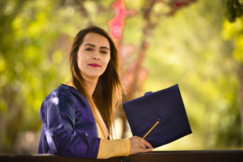 a girl dressed for her graduation