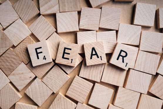 word fear created from little wooden bricks