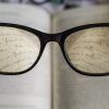 written words seen through the glasses