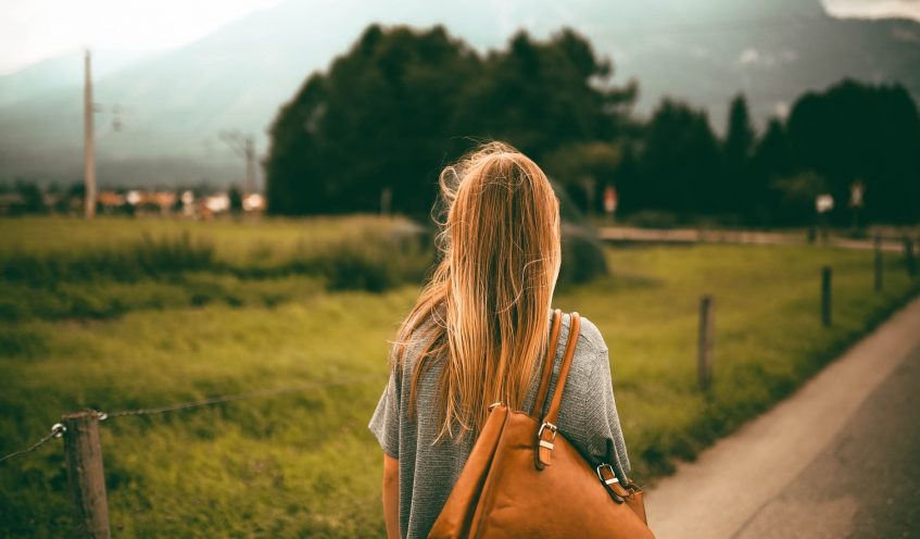 a girls with a bag