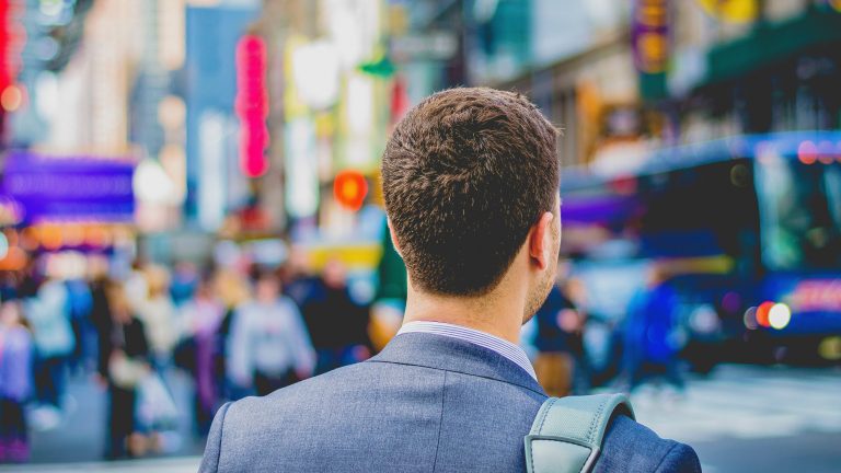 student in the street