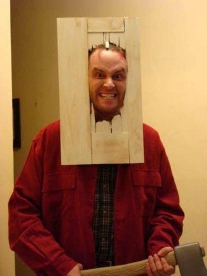 the guy dressed as a character from Shining